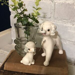 Vintage Ceramic French Poodles on a leash